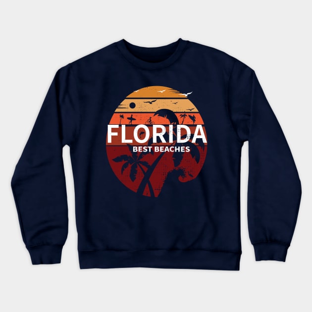 Florida T-Shirts Vintage FL Tee Vintage Florida Retro Tee Design Sunshine Men Women Kids Crewneck Sweatshirt by Meryarts